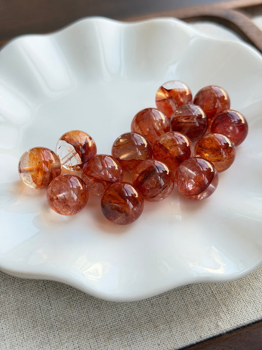 正宫红胶花单珠 14mm+