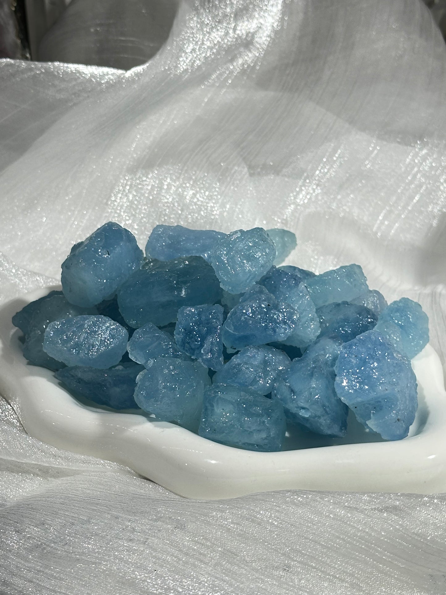 Aquamarine raw stone crushed stone