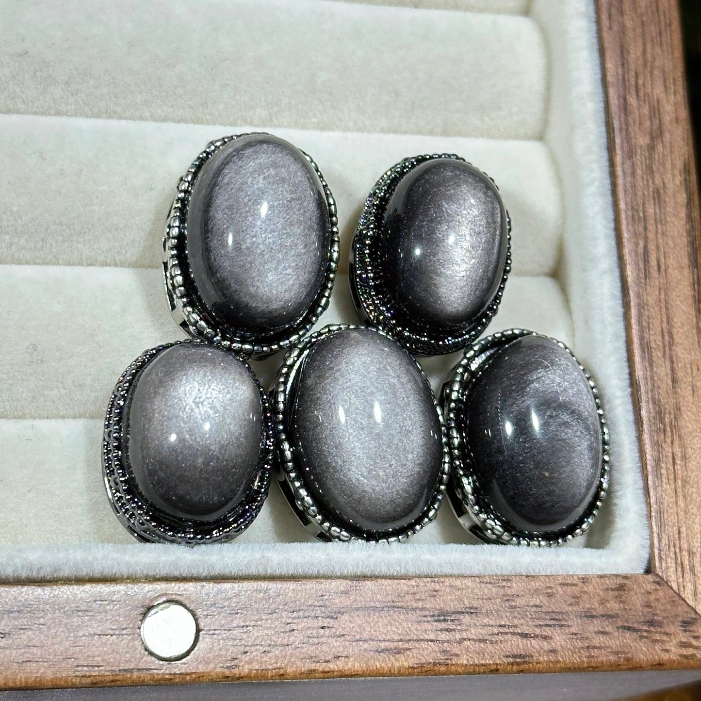 Silver Obsidian Oval Magic Box