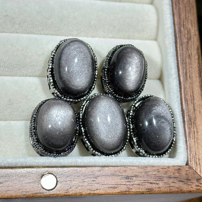 Silver Obsidian Oval Magic Box