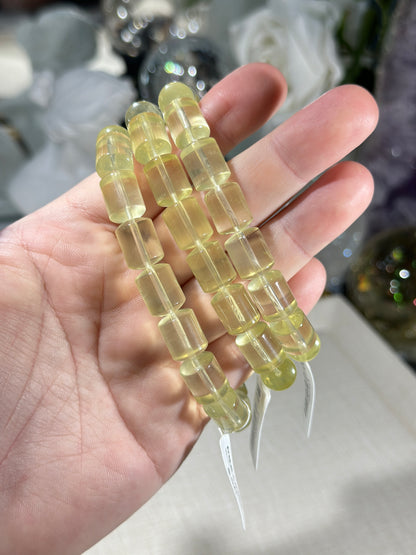 Clean Lemon Citrine Barrel Beads