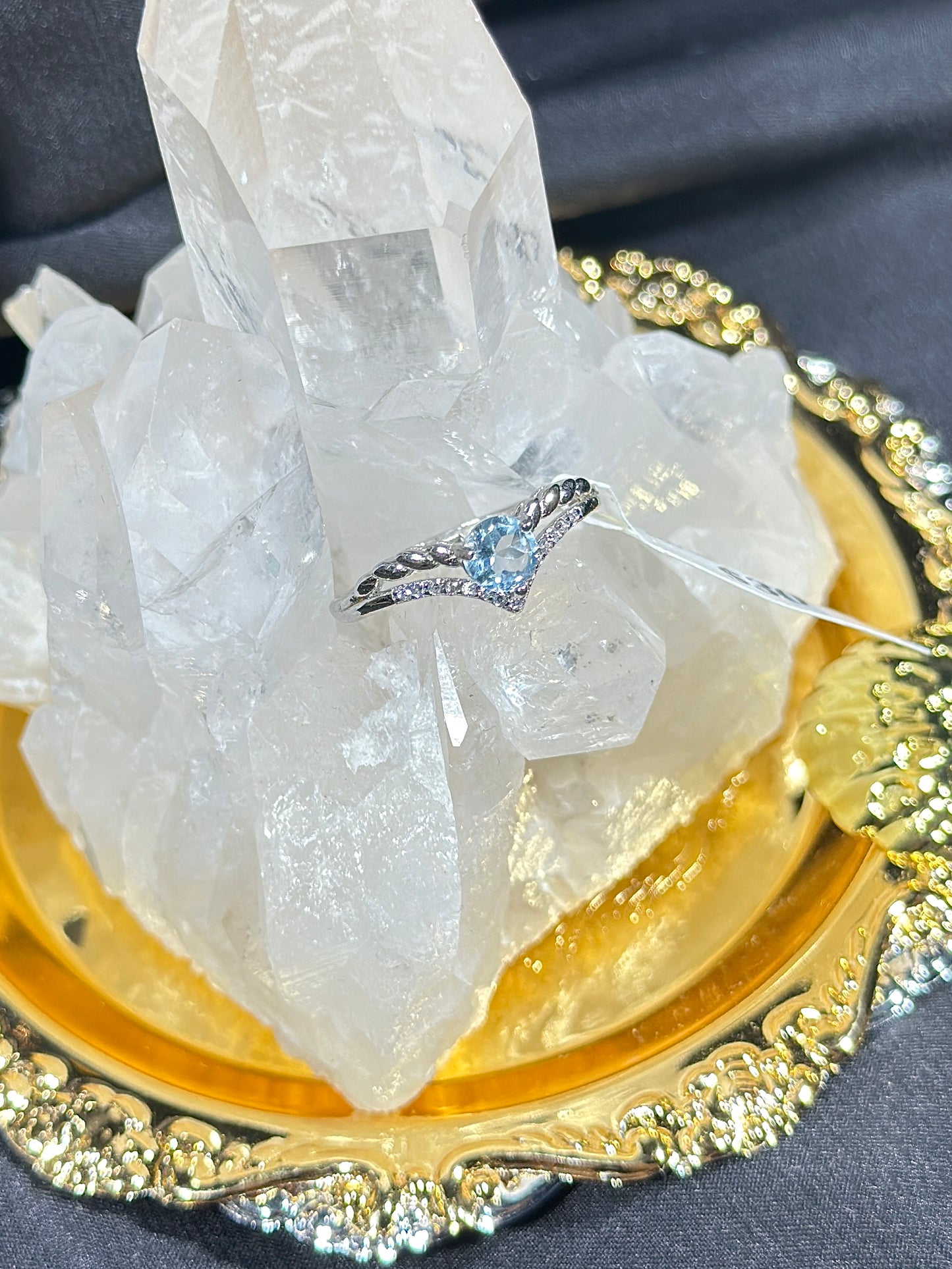 Aquamarine S925 silver ring-1