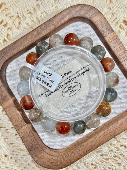 Red and blue rabbit fur ball