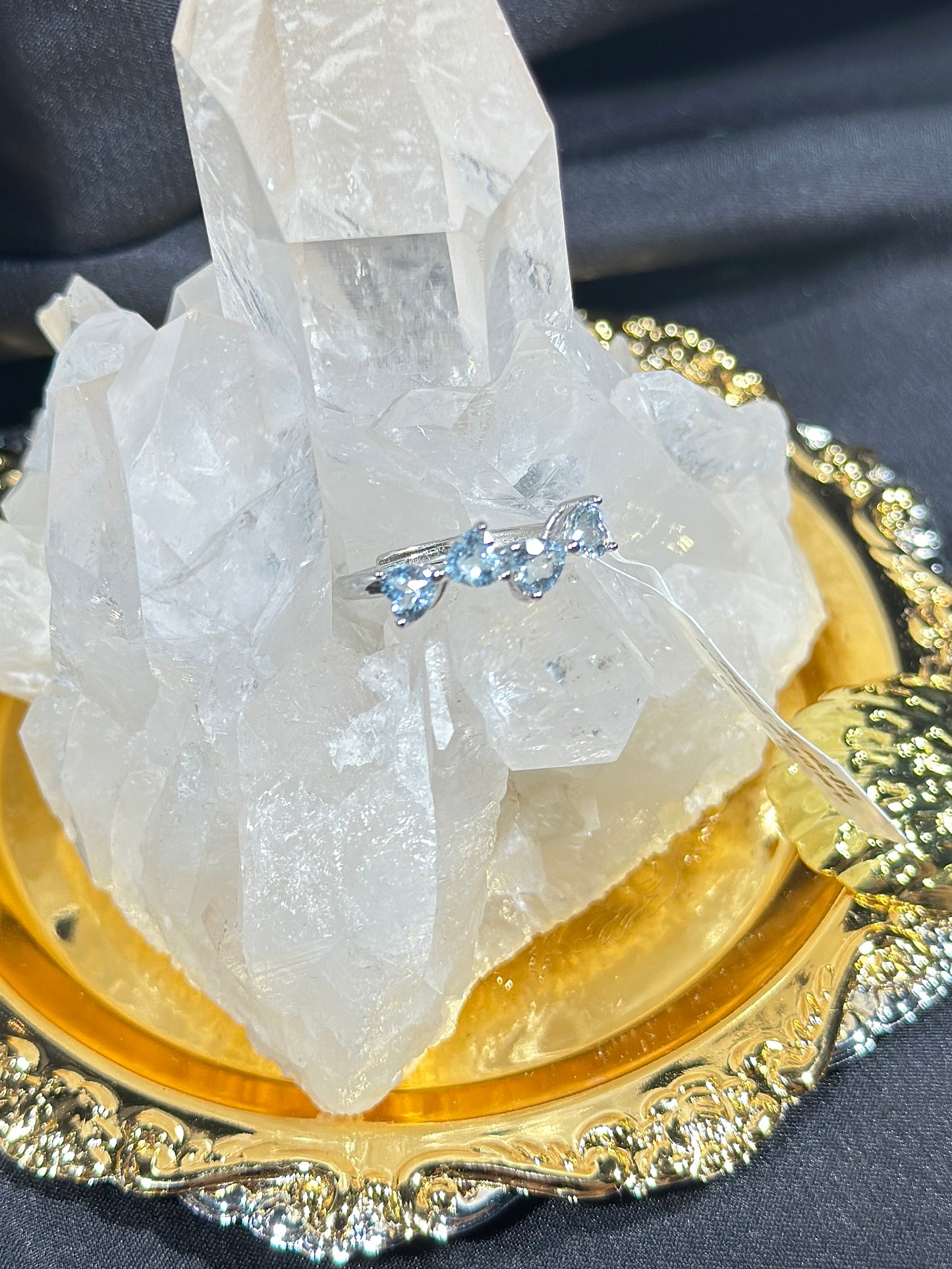 Aquamarine S925 silver ring-3