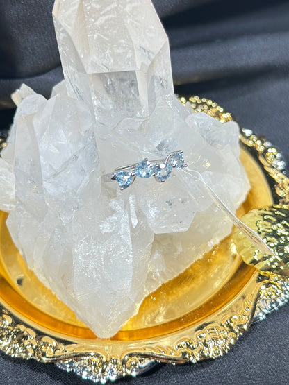 Aquamarine S925 silver ring-3