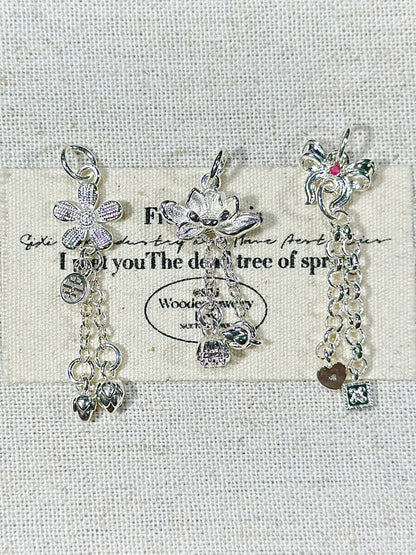 Bright silver tassel drip