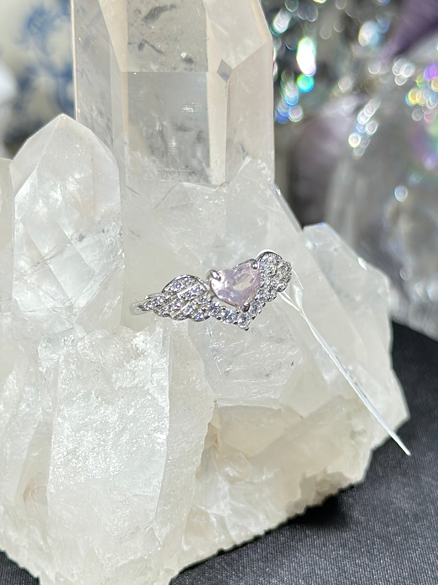 粉水晶S925银戒指