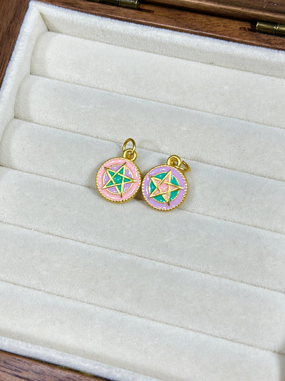 Pink and purple star round brand drip