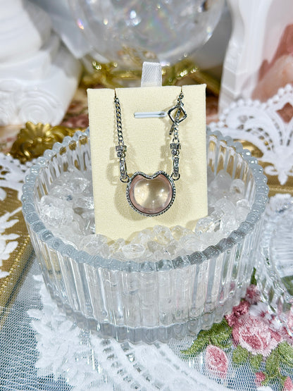 Rose Quartz Moon Necklace S925 Silver