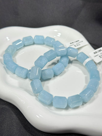 Starlight Aquamarine Barrel Beads