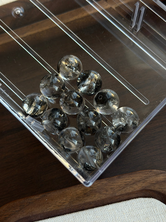 Stibnite Black Sparkling Single Bead 14mm+