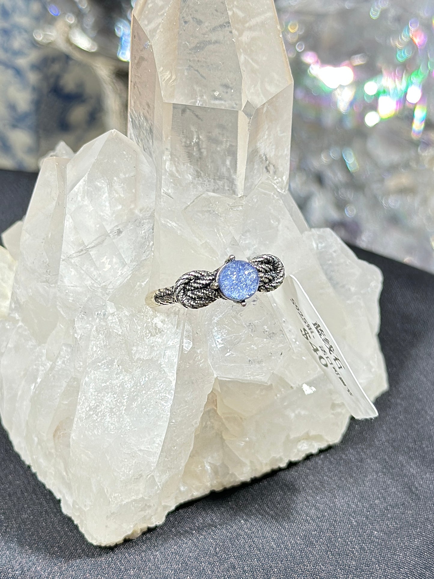 蓝线石S925银戒指