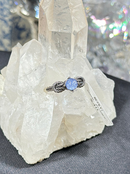 蓝线石S925银戒指