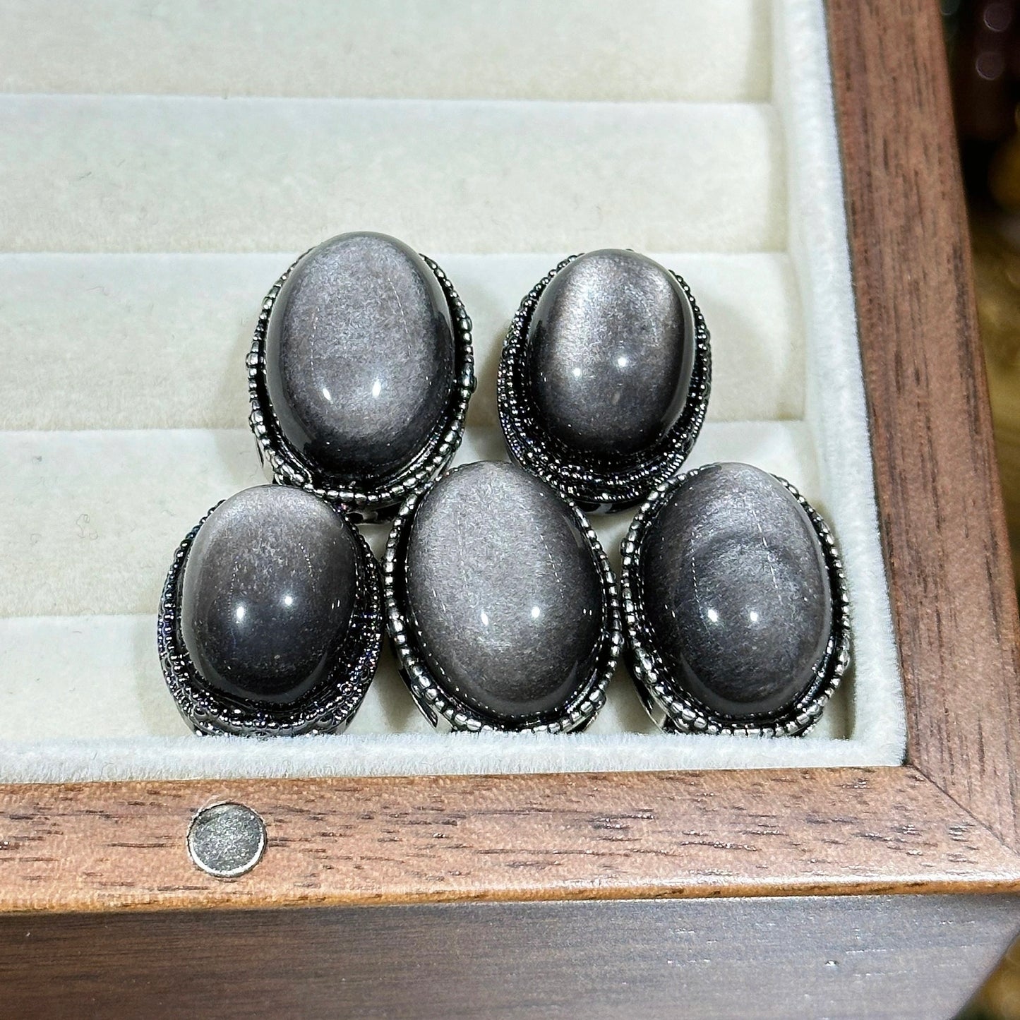Silver Obsidian Oval Magic Box