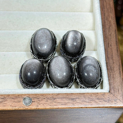 Silver Obsidian Oval Magic Box