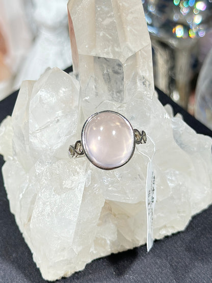 粉水晶S925银戒指