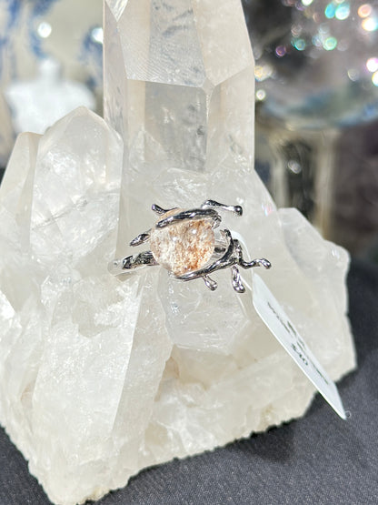 White Ghost Crystal S925 Silver Ring