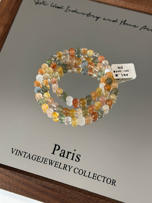 Three circles of colorful rabbit fur