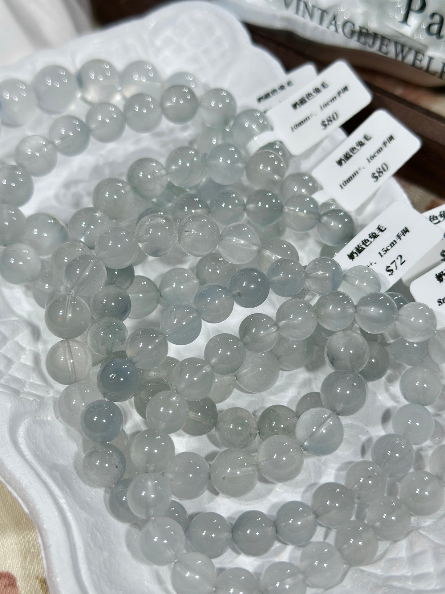 Cream blue rabbit fur