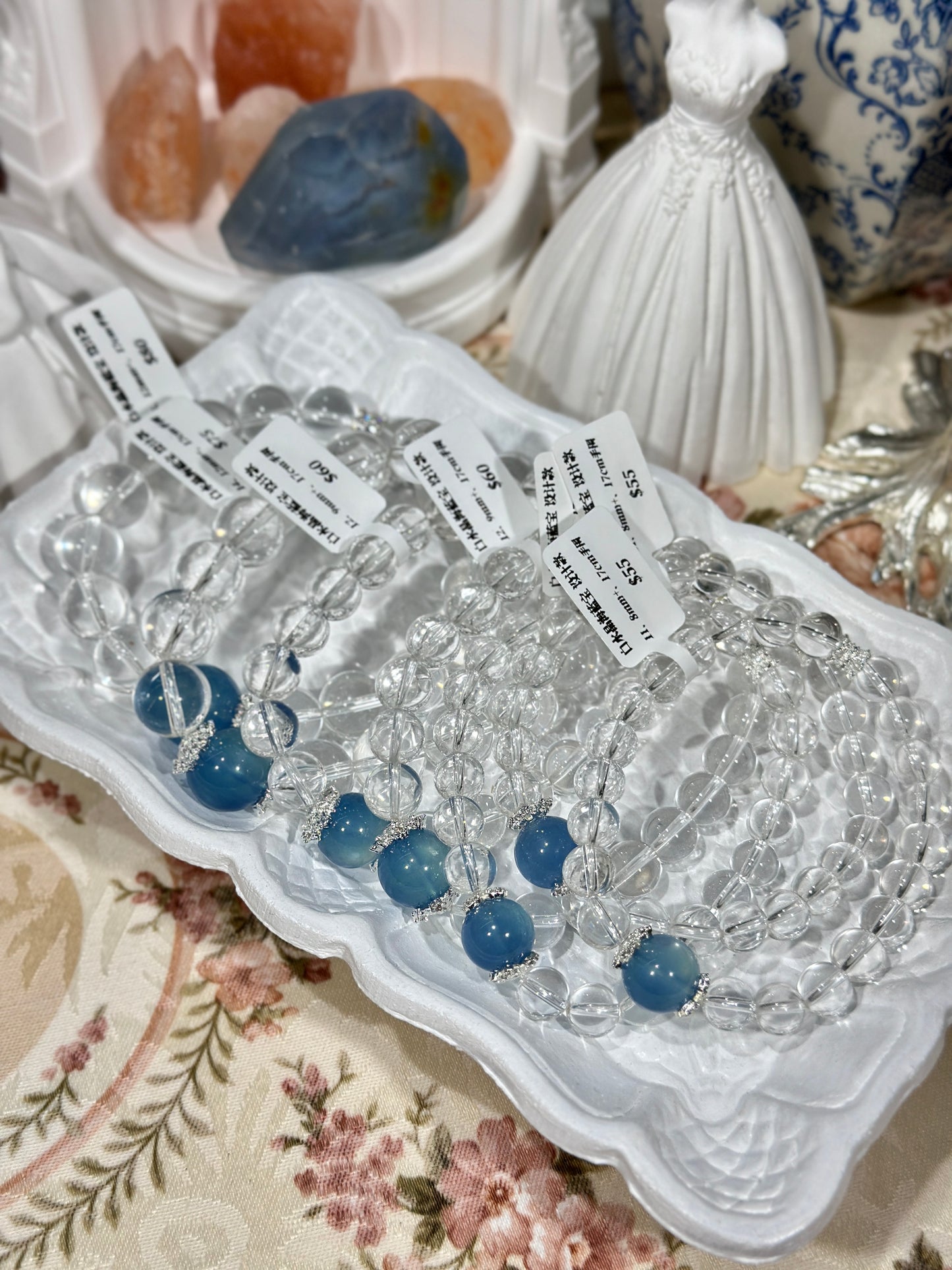 White crystal aquamarine design