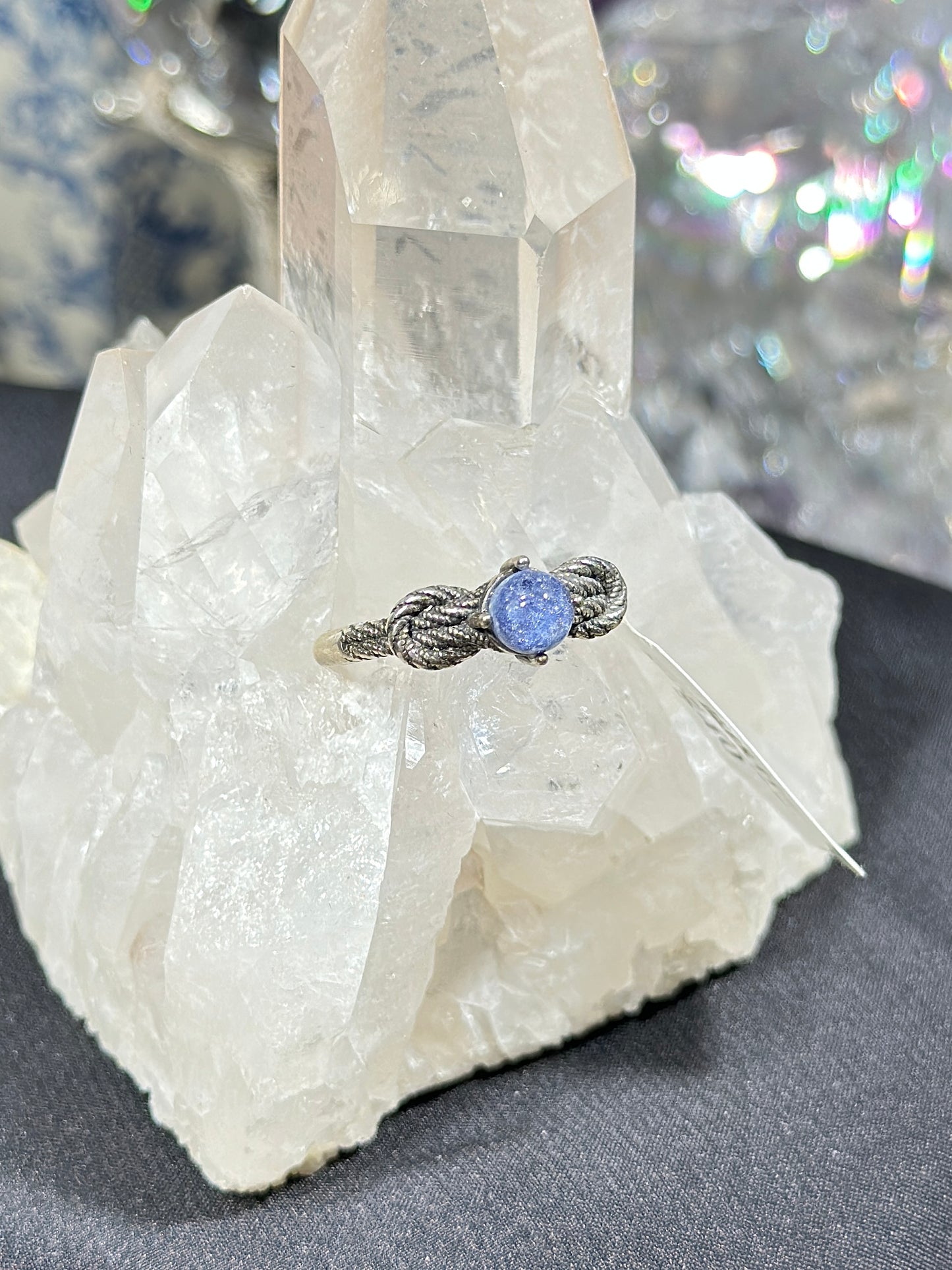 蓝线石S925银戒指