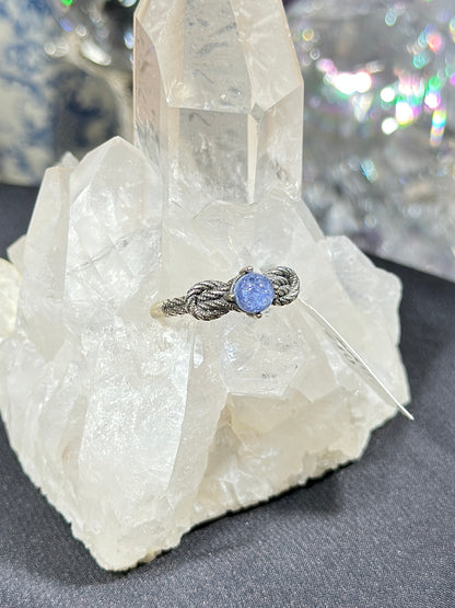 蓝线石S925银戒指