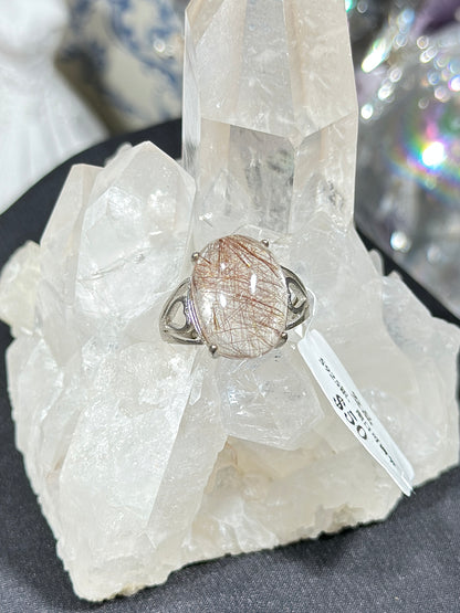 铜发晶S925银戒指