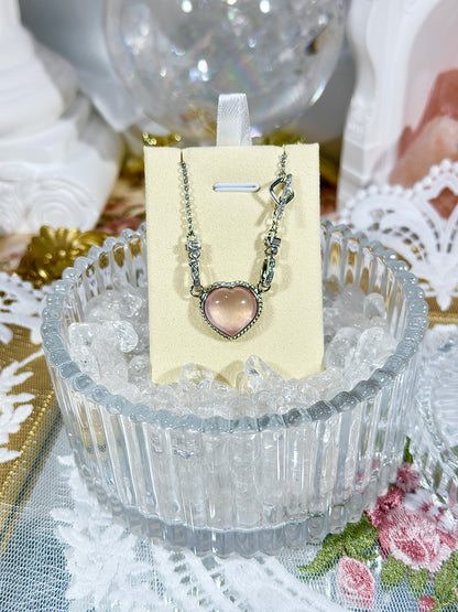 Rose Quartz Heart Necklace S925 Silver