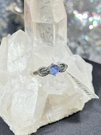 蓝线石S925银戒指