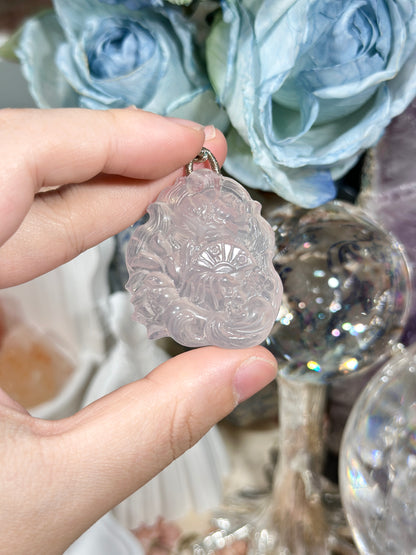 Pink quartz fox necklace