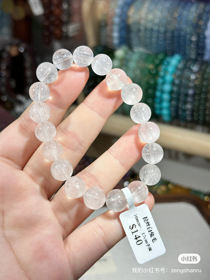 Brushed white rabbit fur crystal