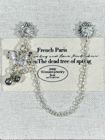 Bright silver butterfly tassel drip safety chain