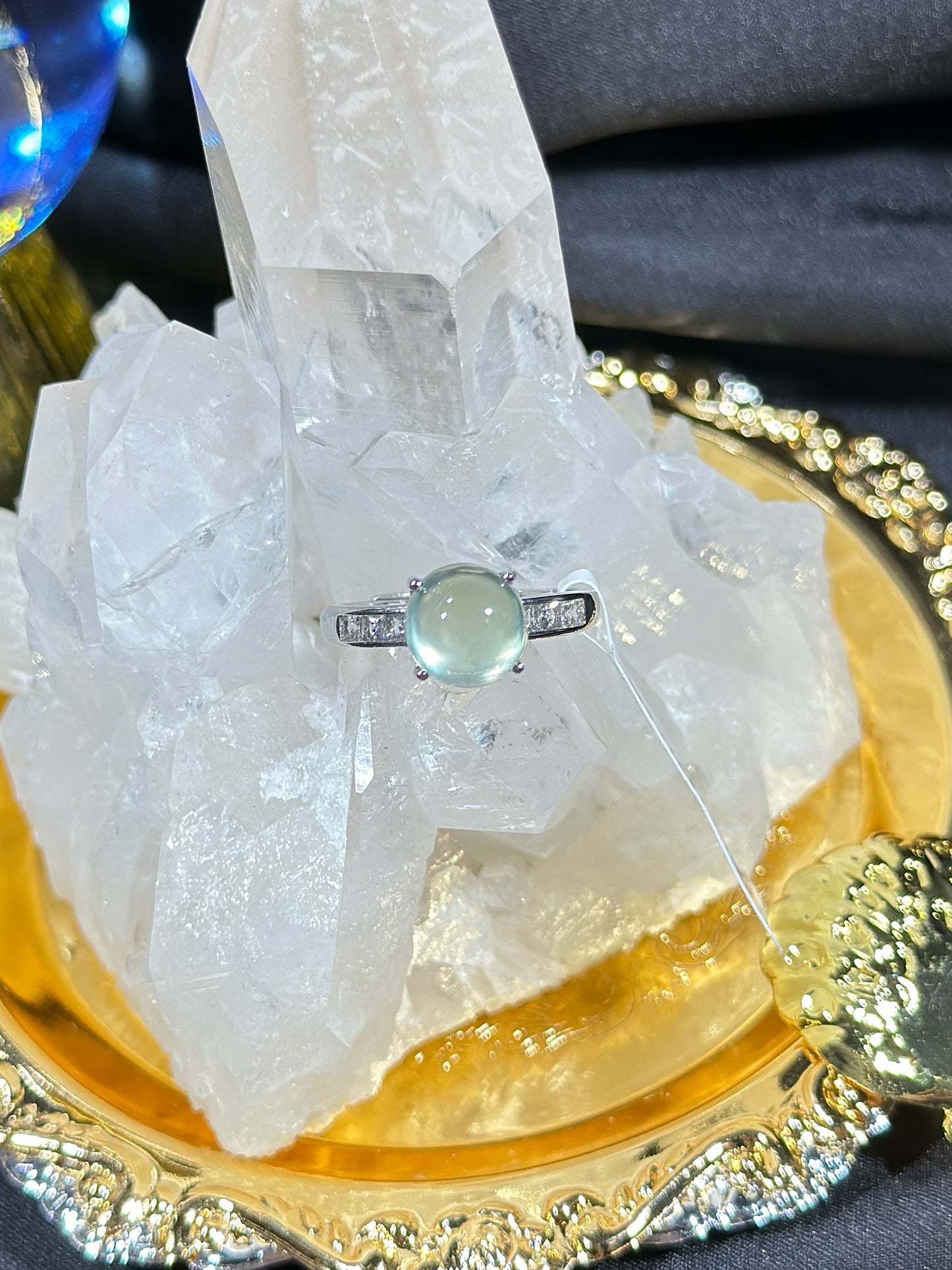 Green Prehnite S925 Silver Ring