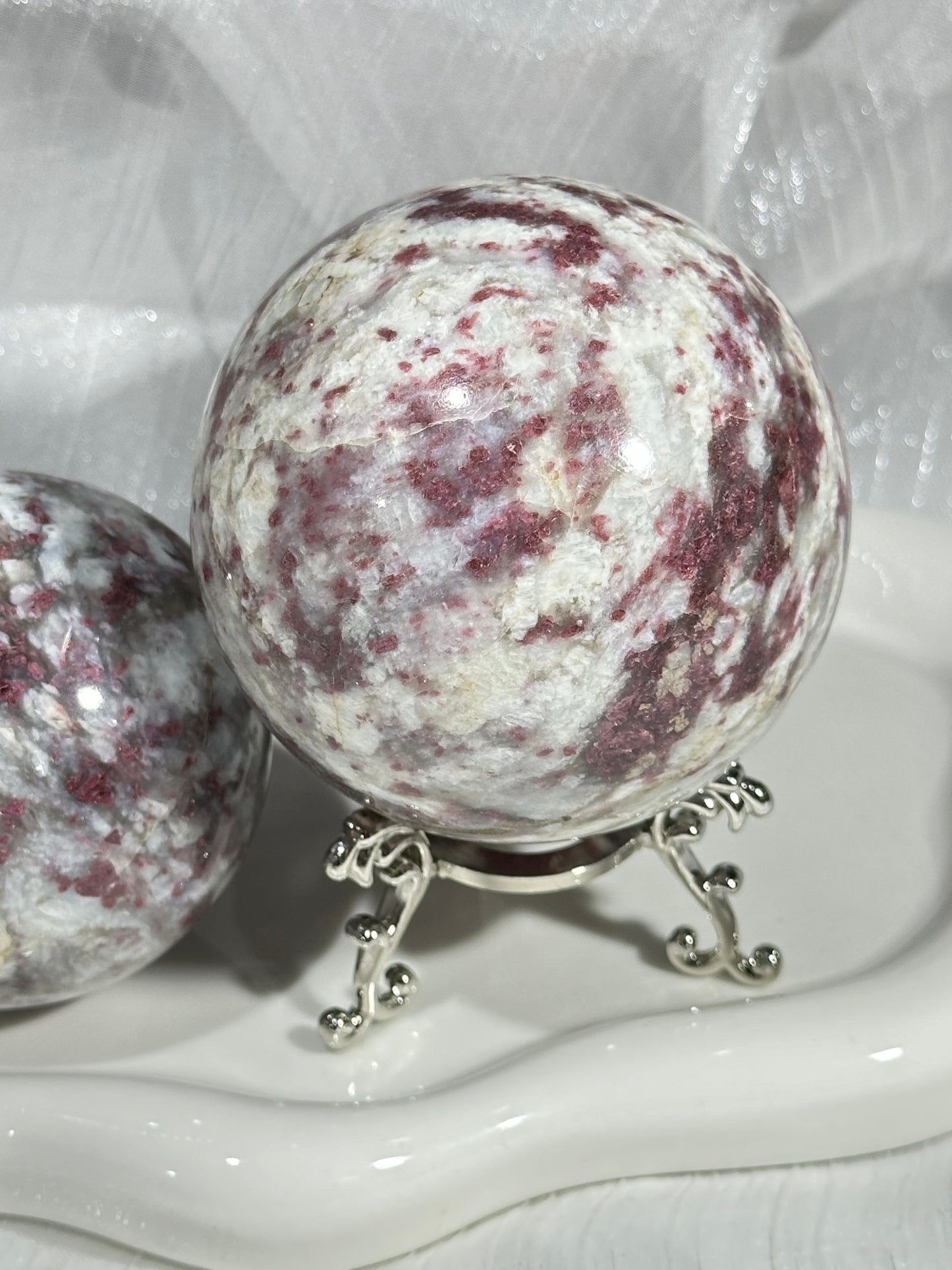 Plum Blossom Tourmaline Crystal Ball