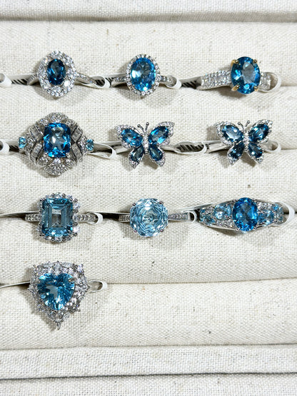 蓝托帕石戒指 S925银