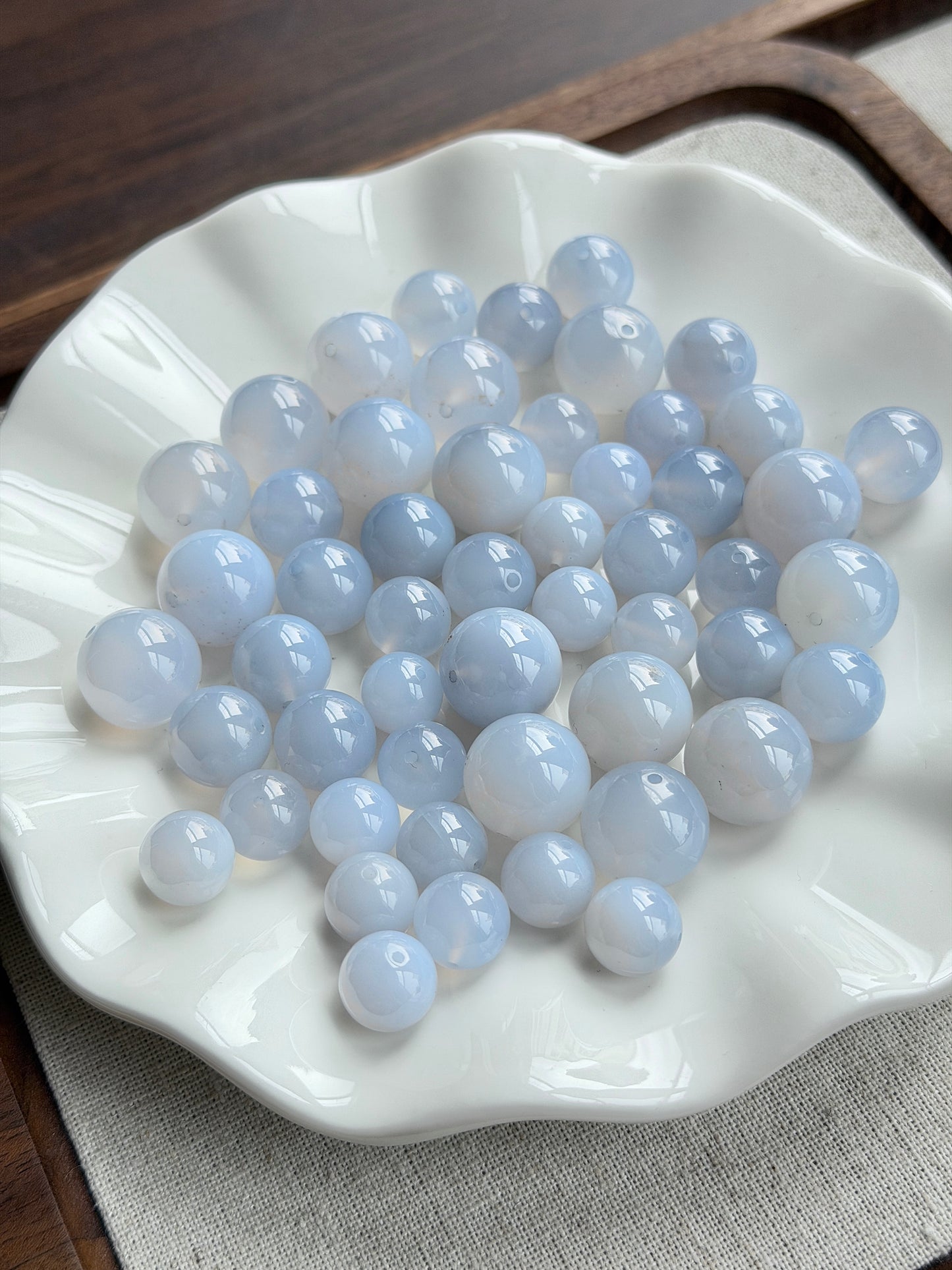 Blue chalcedony single bead