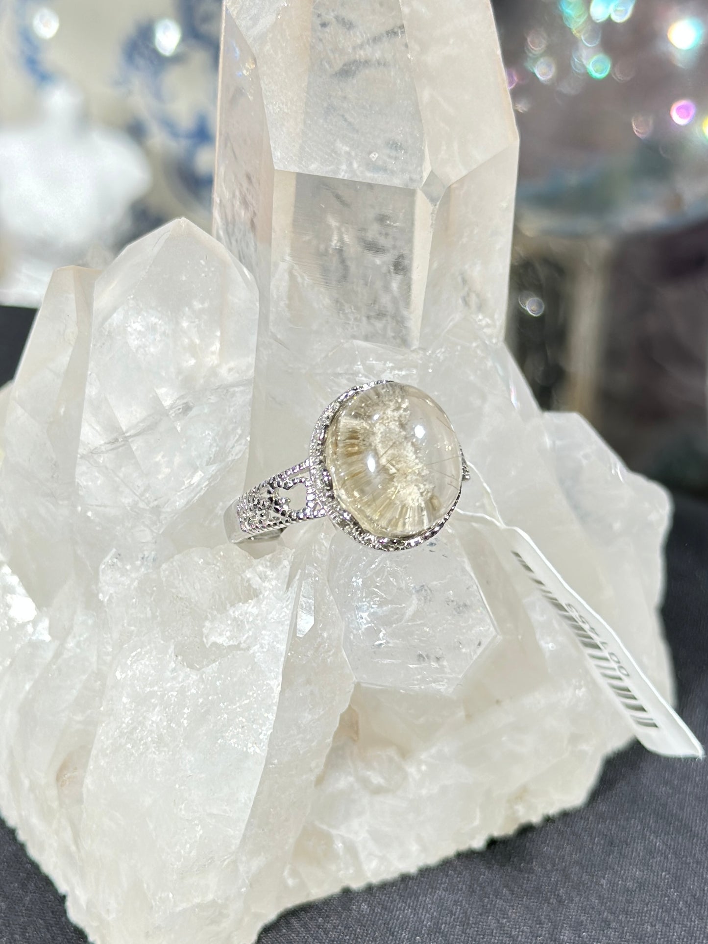 White Ghost Crystal S925 Silver Ring