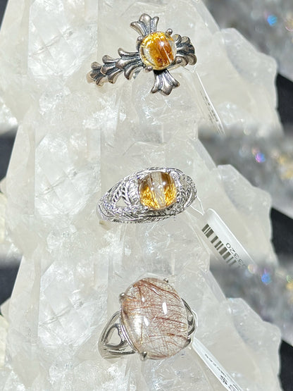 铜发晶S925银戒指