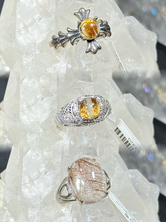 Copper Rutilated Quartz S925 Silver Ring