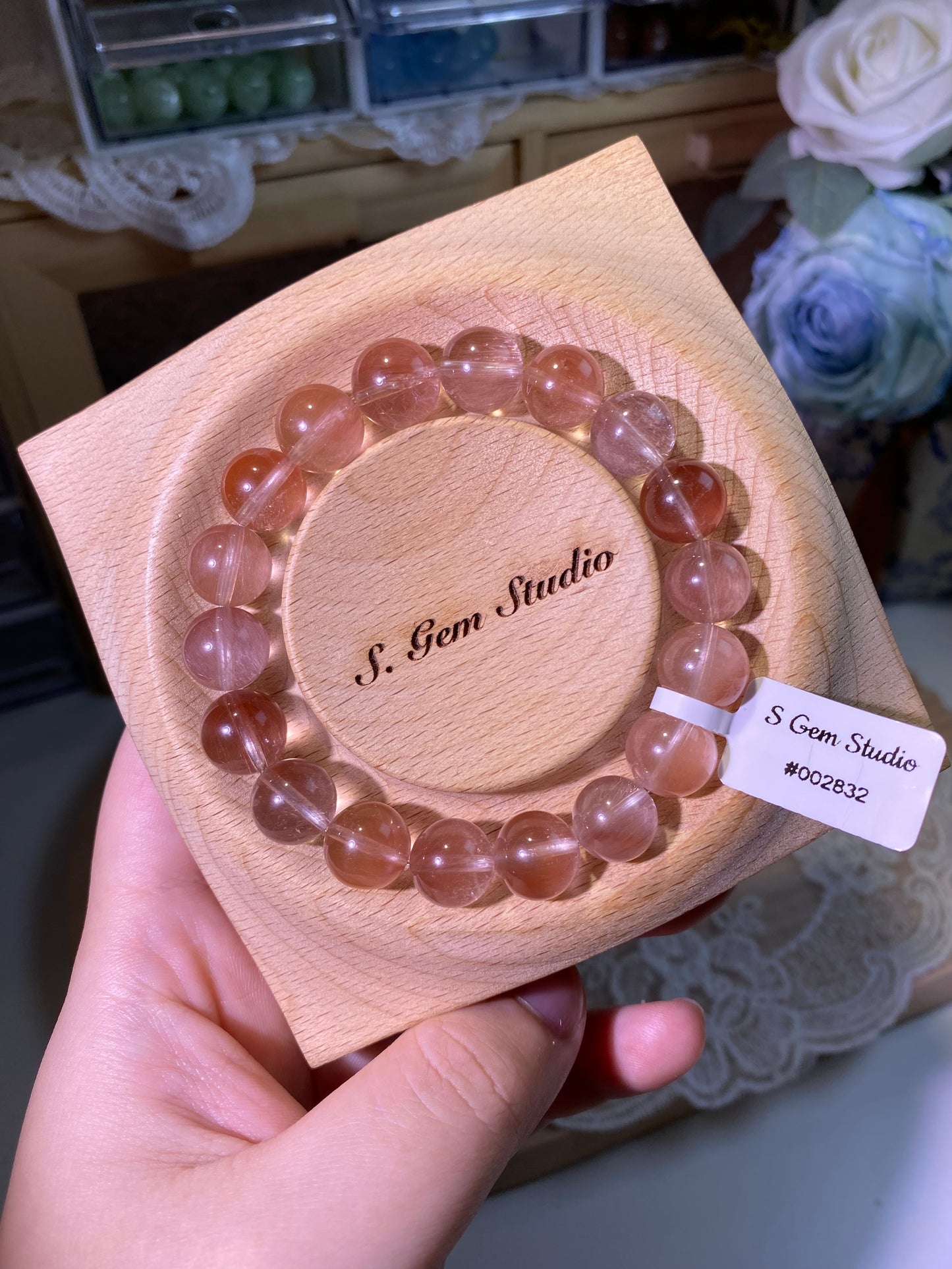 Bean paste pink rabbit hair crystal