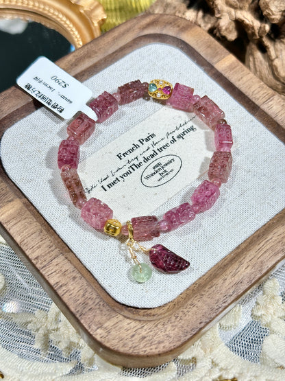 Full pink tourmaline sugar cubes