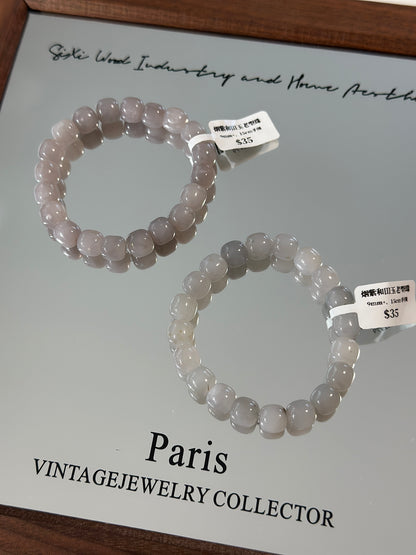 Smoky Purple Hetian Jade Old Style Beads