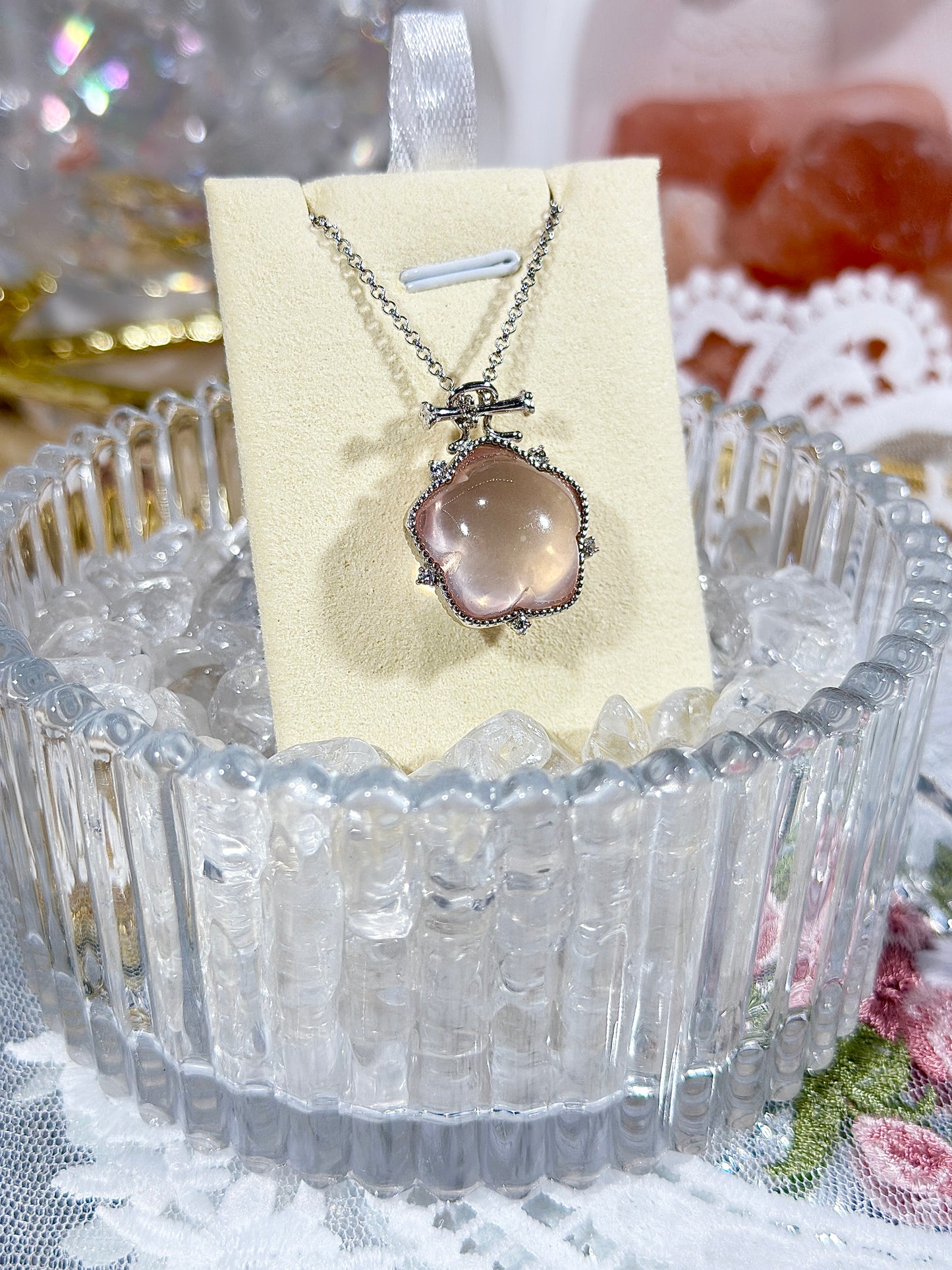 Rose Quartz Star Necklace S925 Silver