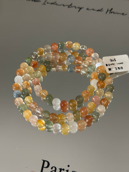 Three circles of colorful rabbit fur