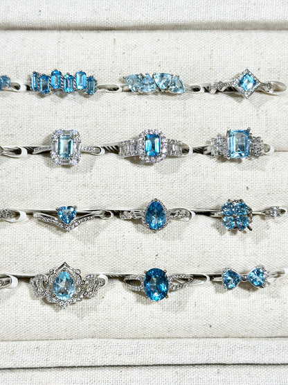 蓝托帕石戒指 S925银