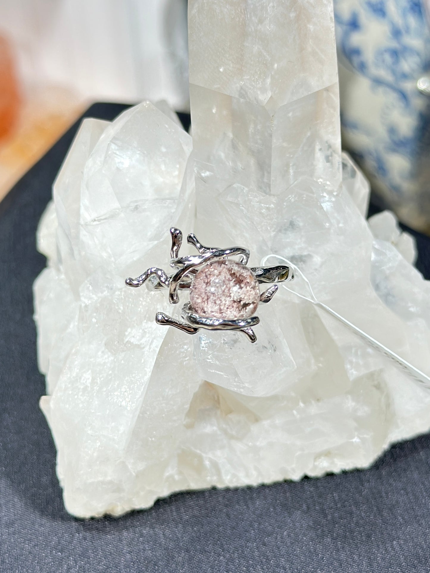 Purple Pink Ghost Crystal S925 Silver Ring