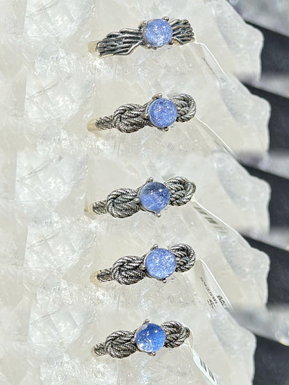 蓝线石S925银戒指