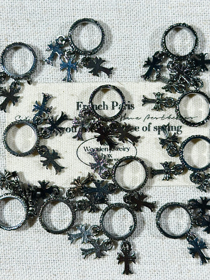 Gun black 10mm + cross spacer bead ring