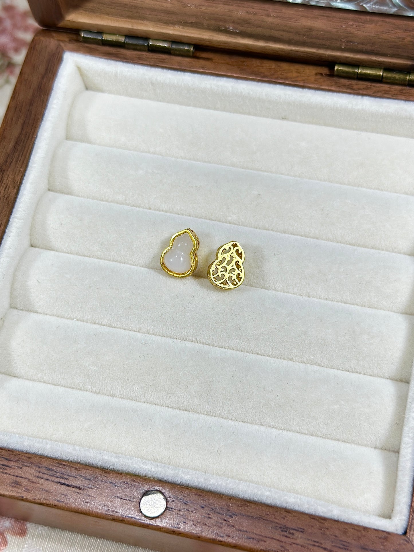 White Hetian Jade Gourd Spacer Beads