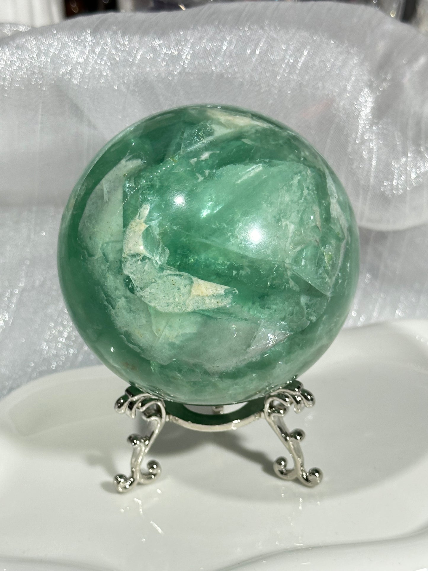 Green Fluorite Crystal Ball